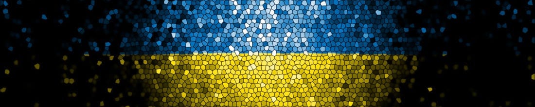 Flag of Ukraine in glass mosaic style.