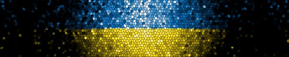 Flag of Ukraine in glass mosaic style.